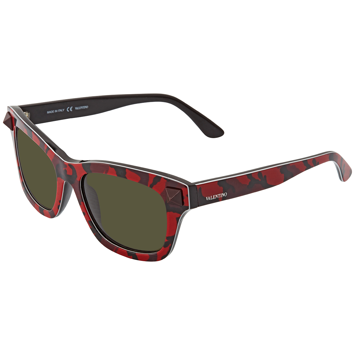Valentino Camouflage Red V670SC-638 53-18-140 Sunglasses Valentino Garavani Green Square Unisex Sunglasses V670SC 638  main image 2