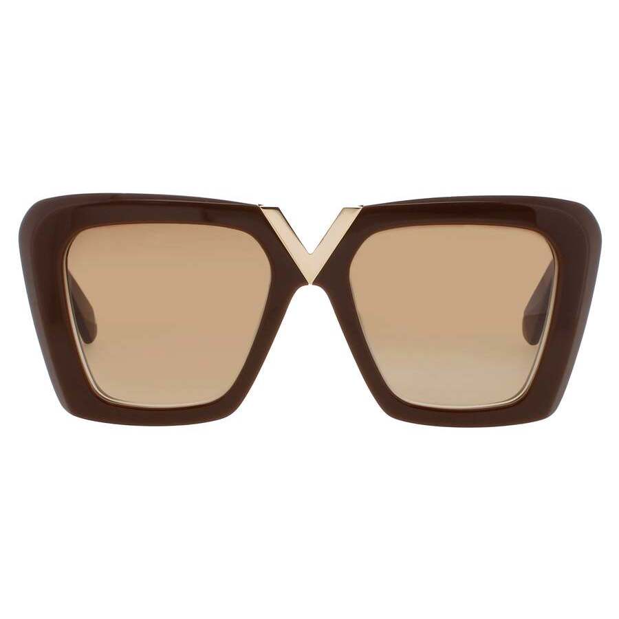 Valentino Garavani Ladies Black Rectangular Sunglasses