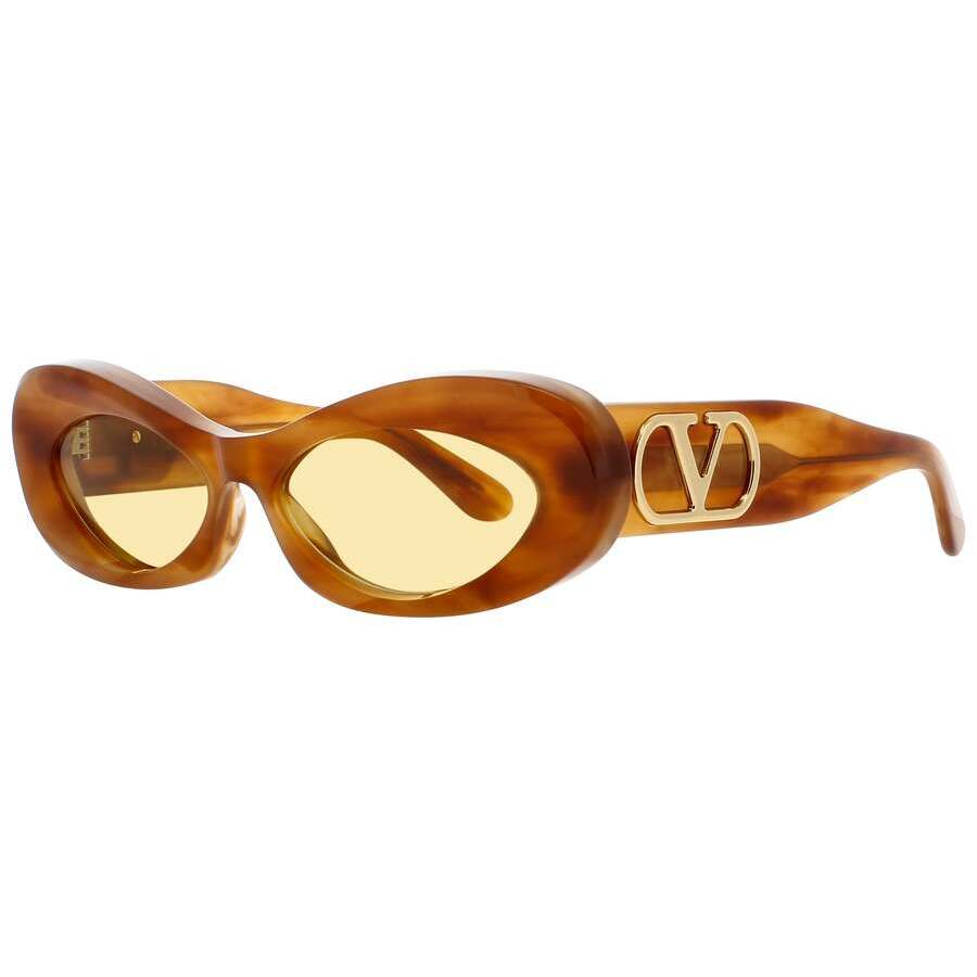 Valentino Ladies Gold Tone Rectangular Sunglasses Vls178c In ["gold Tone"]