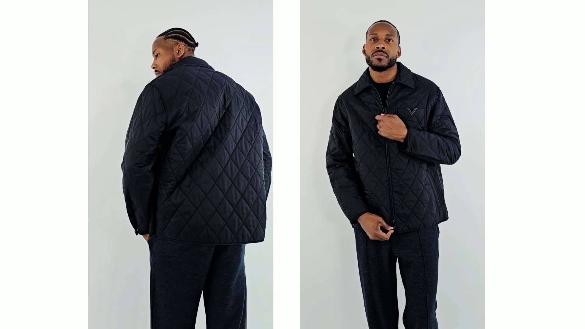 Valentino Garavani Metallic V Quilted Shirt Jacket, Brand Size 50