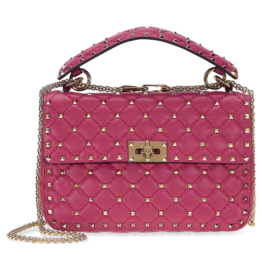 Valentino Garavani Rockstud Medium Leather Shoulder Bag Deep Cyclamen