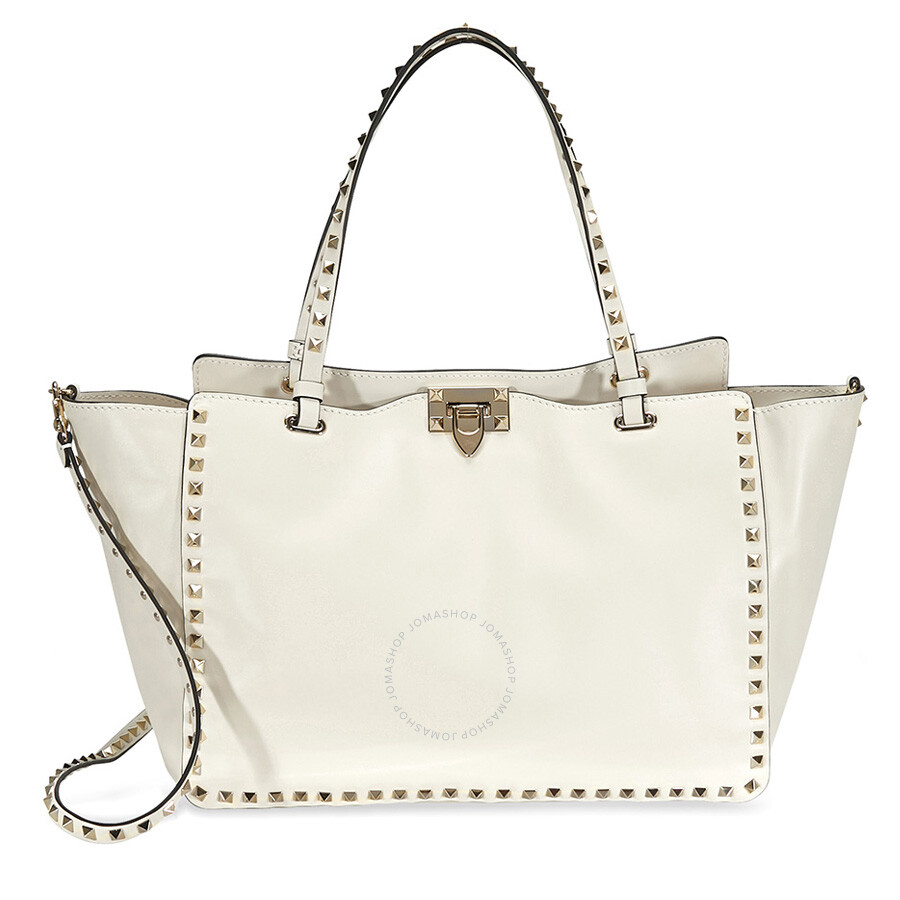 Valentino Garavani Rockstud Medium Tote Ivory PW2B0970BOLI16