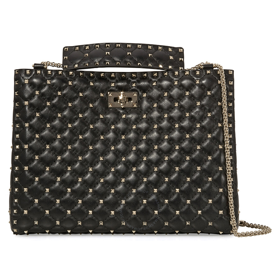 Valentino Garavani Rockstud Quilted Leather Shoulder Bag Black