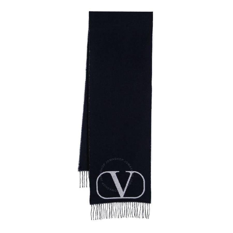 Valentino Signature Logo Scarf In Blue