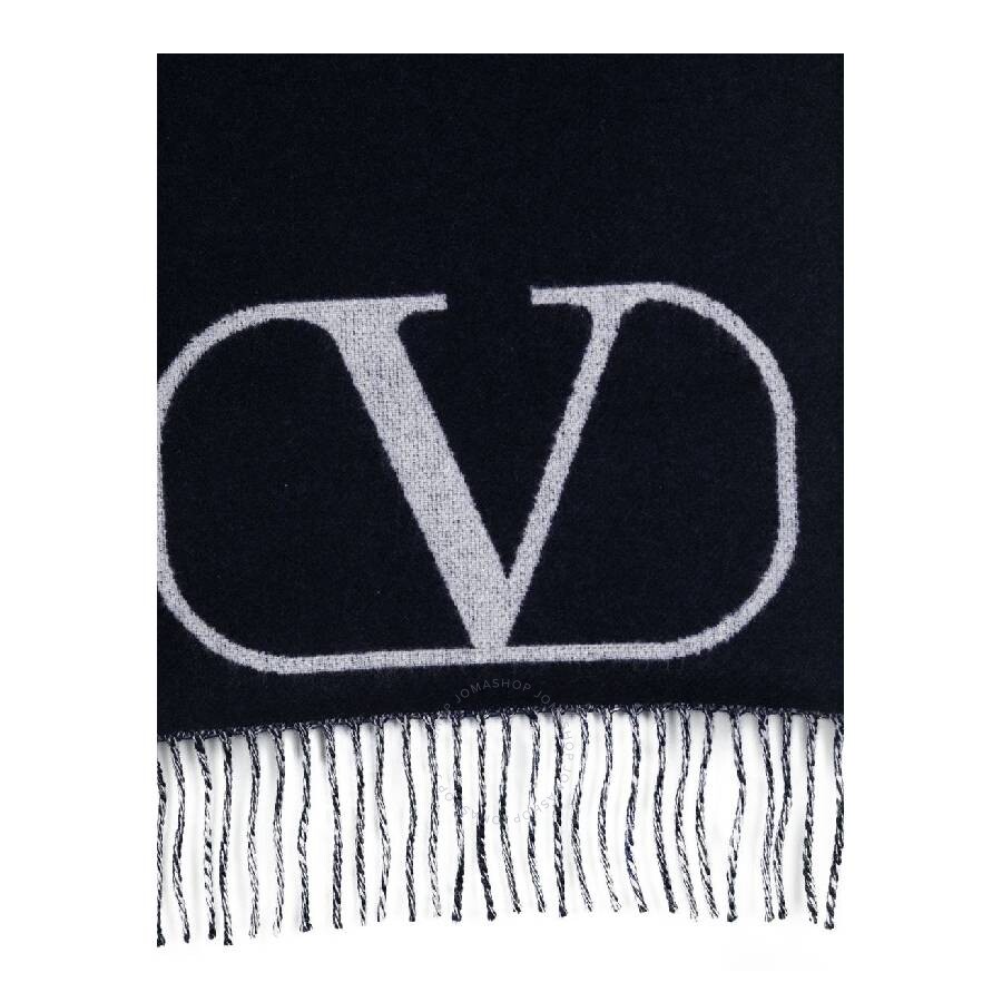 Valentino Signature Logo Scarf In Blue