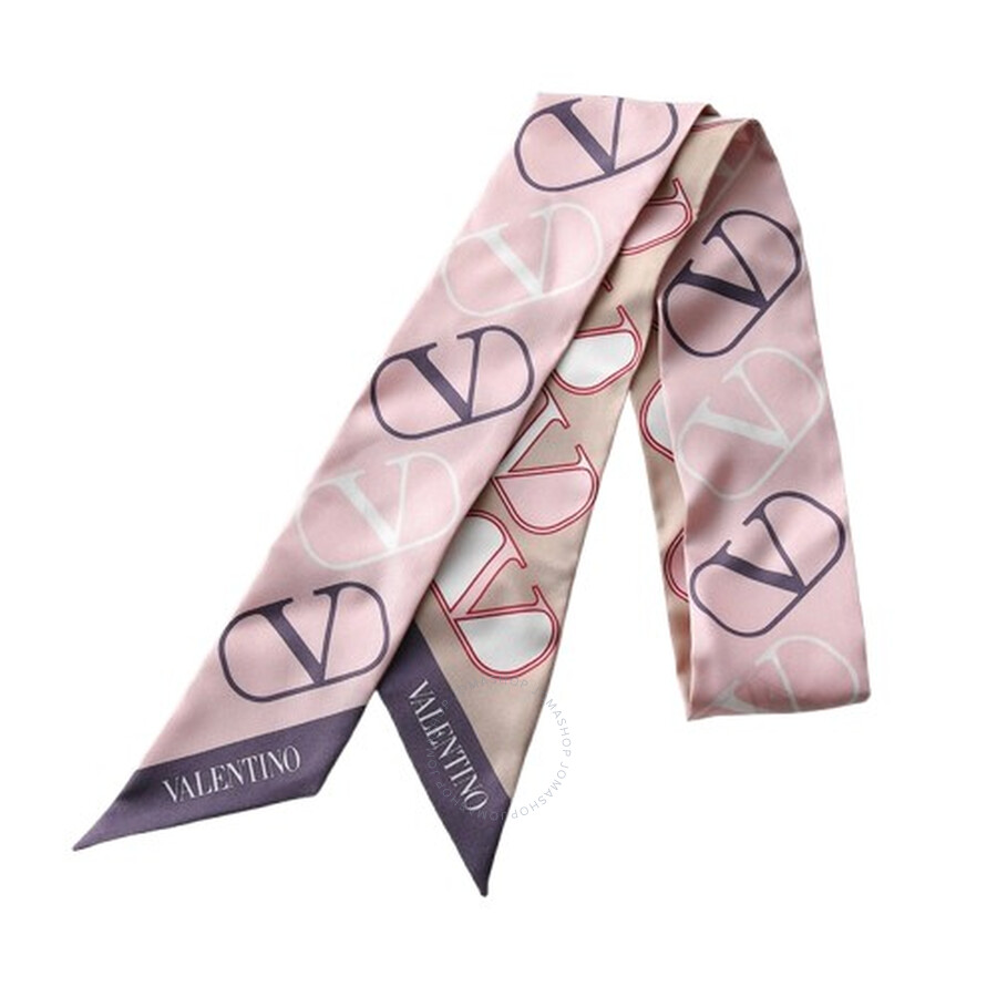 V Logo Silk Reversible Bandeau Scarf