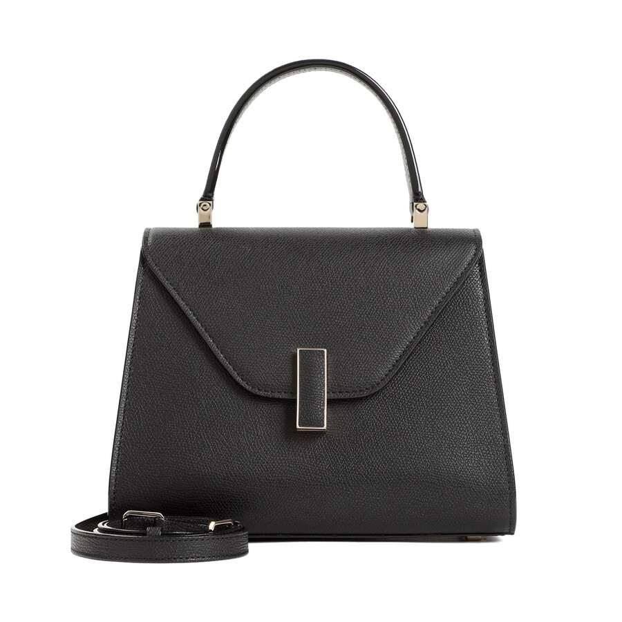 Valextra Mini Iside Leather Top Handle Bag In Black