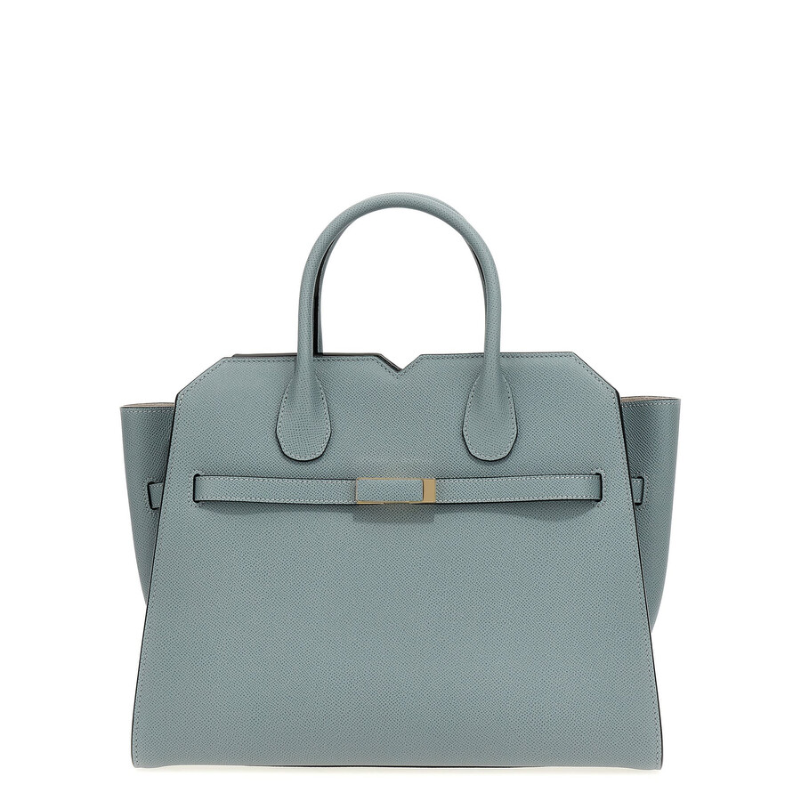 Valextra Medium Structured Handbag Metal Hardware In Gray