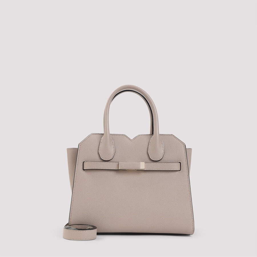 Valextra Sahara Calf Leather Milano Mini Handbag In Gray