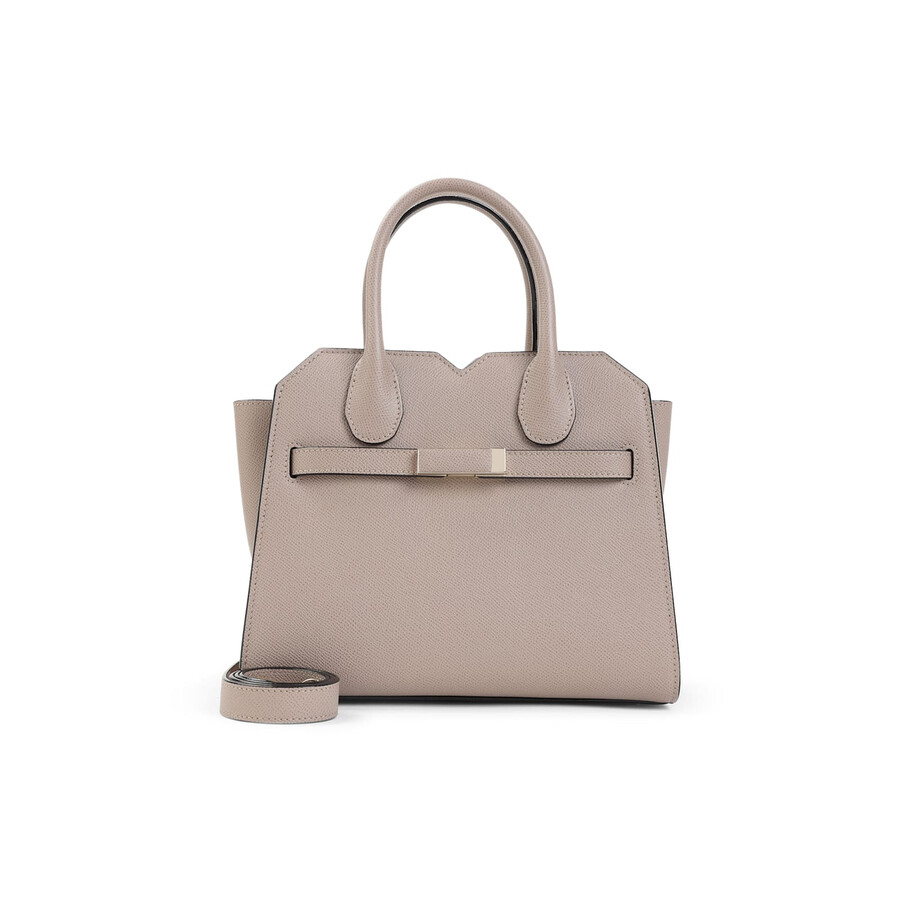 Valextra Sahara Calf Leather Milano Mini Handbag In Gray
