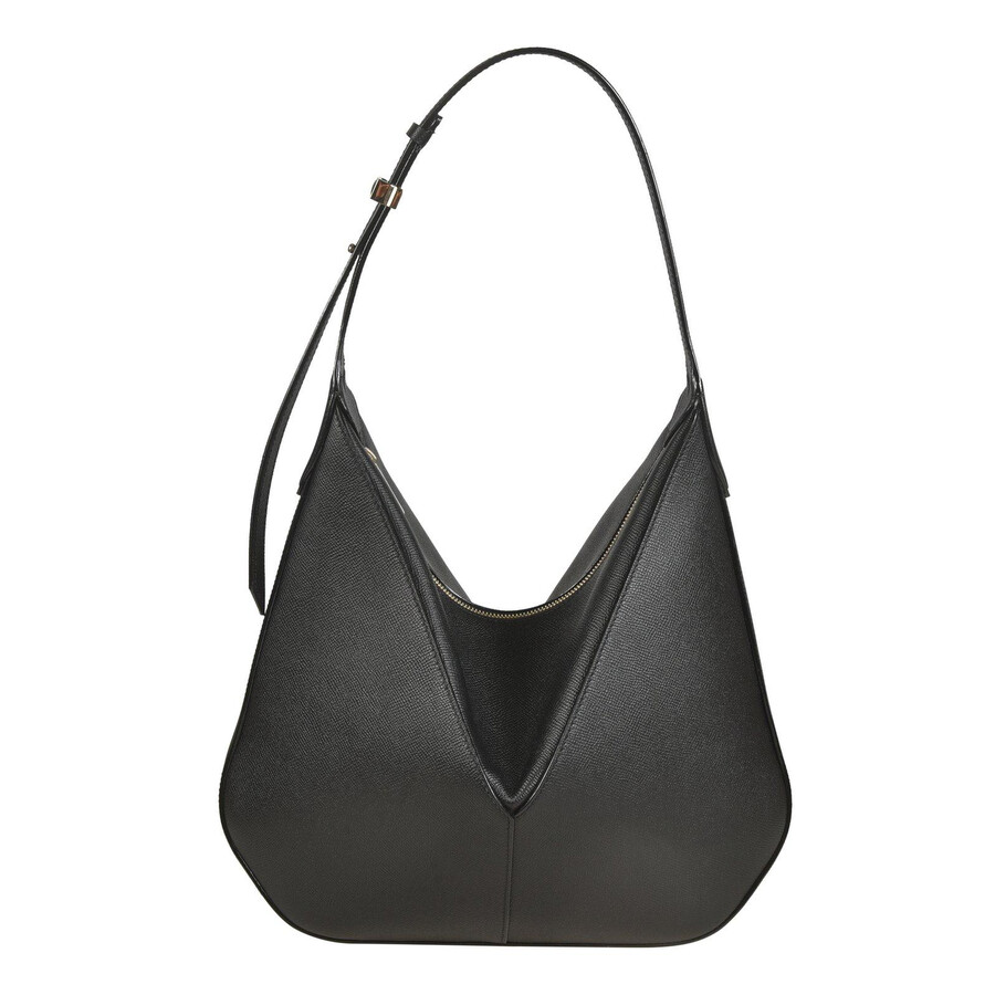 Valextra Vivi Textured Hobo Bag In Black