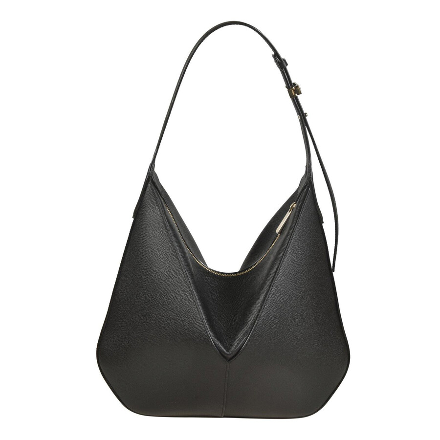 Valextra Vivi Textured Hobo Bag In Black