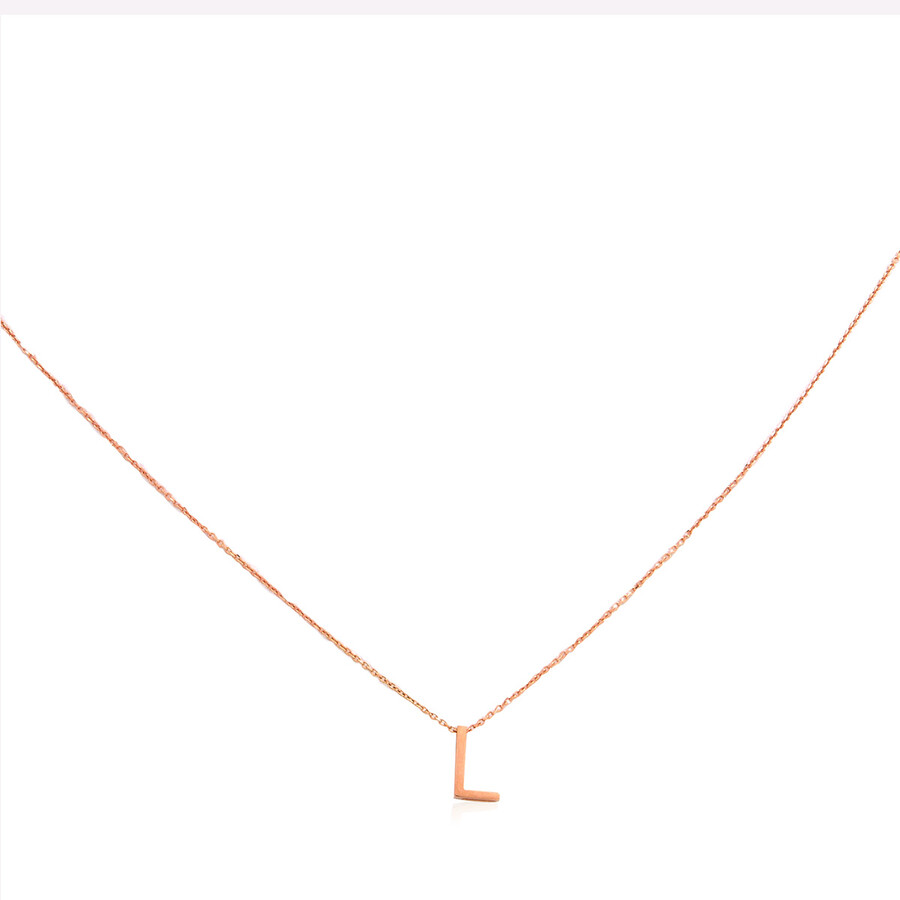 Vanrycke Abecedaire Rose Gold Letter L Necklace In Pink/rose Gold Tone/gold Tone