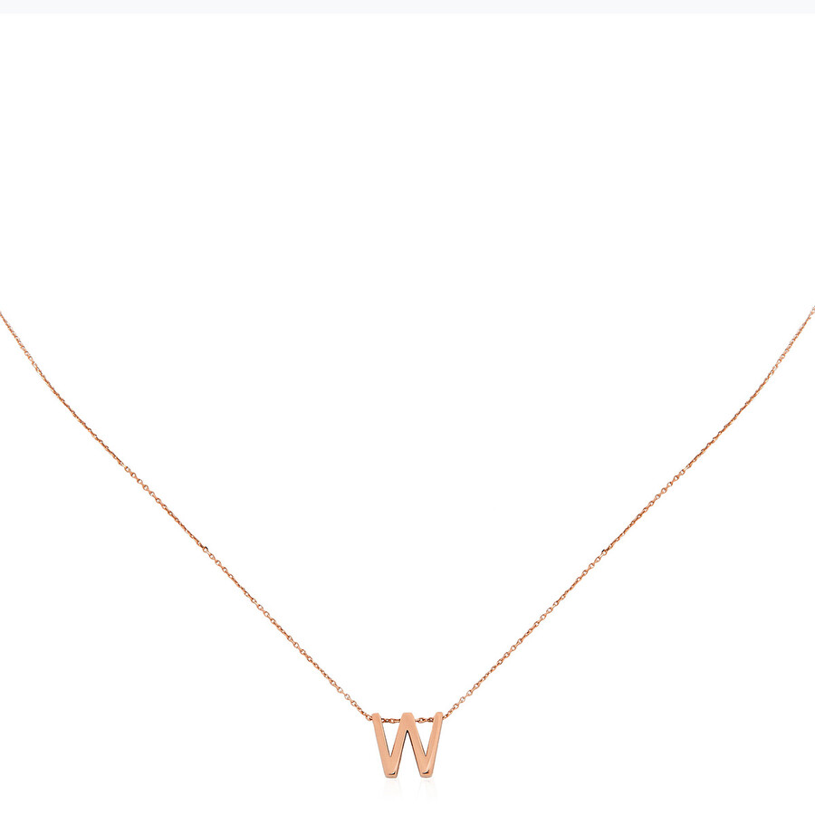 Vanrycke Ladies Abecedaire Rose Gold Letter W Necklace In Pink/rose Gold Tone/gold Tone