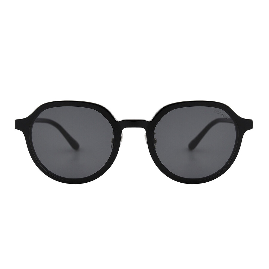 Vedi Vero Black Round Unisex Sunglasses Vvd28/blkblack 55 In Black