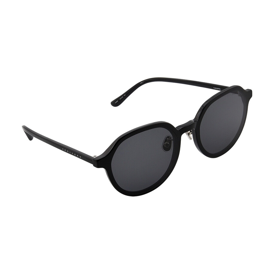 Vedi Vero Black Round Unisex Sunglasses Vvd28/blkblack 55 In Black