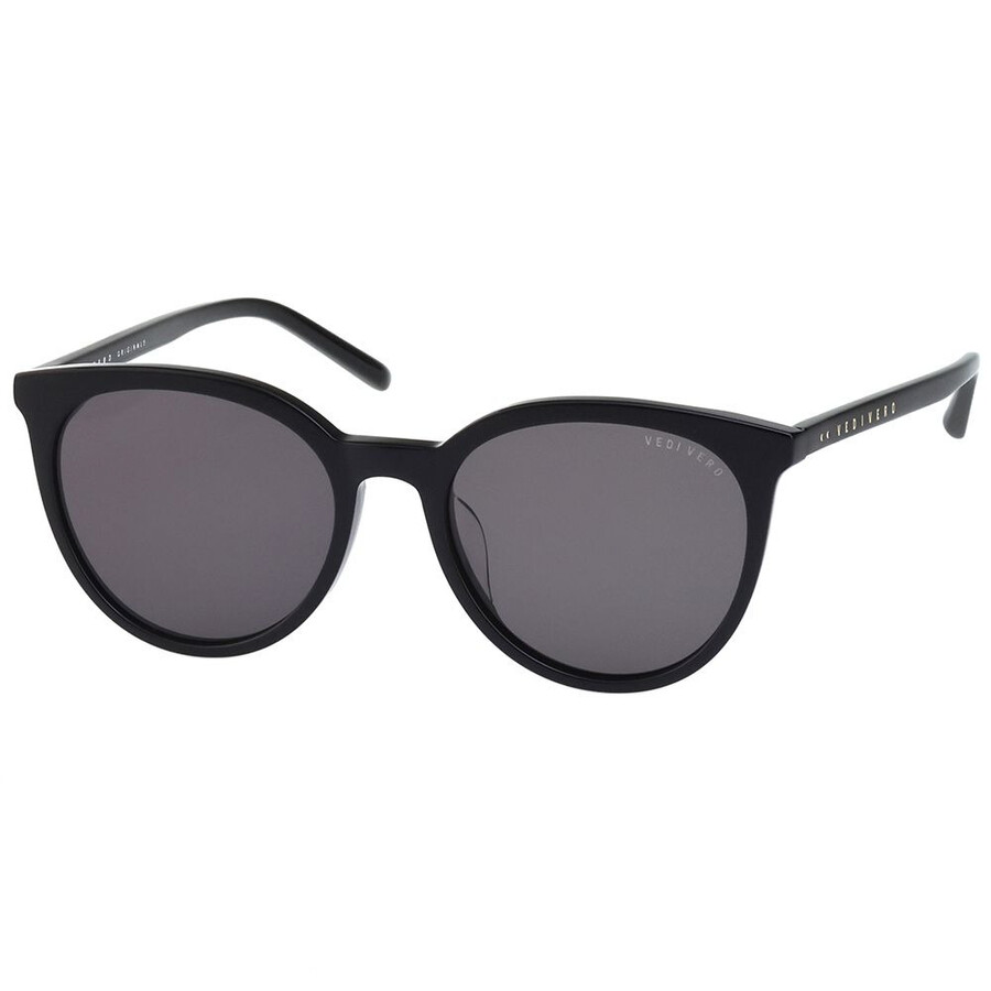 Vedi Vero Black Round Unisex Sunglasses Vvd40/blkblack55 In Black