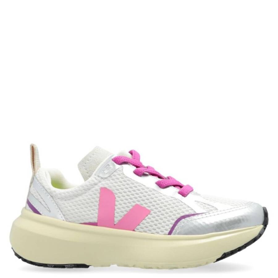 Veja Girls Canary Alveomesh Sneakers In Silver Tone