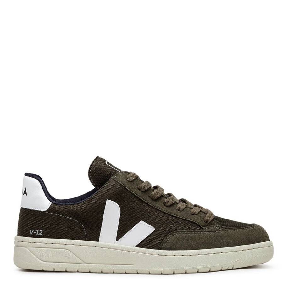 Veja V-12 Vegan B-mesh Olive White Sneakers In Multi