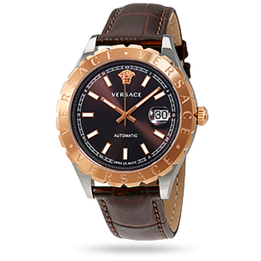 Versace Hellenyium Brown Dial Automatic Men's Leather Watch VZI020017