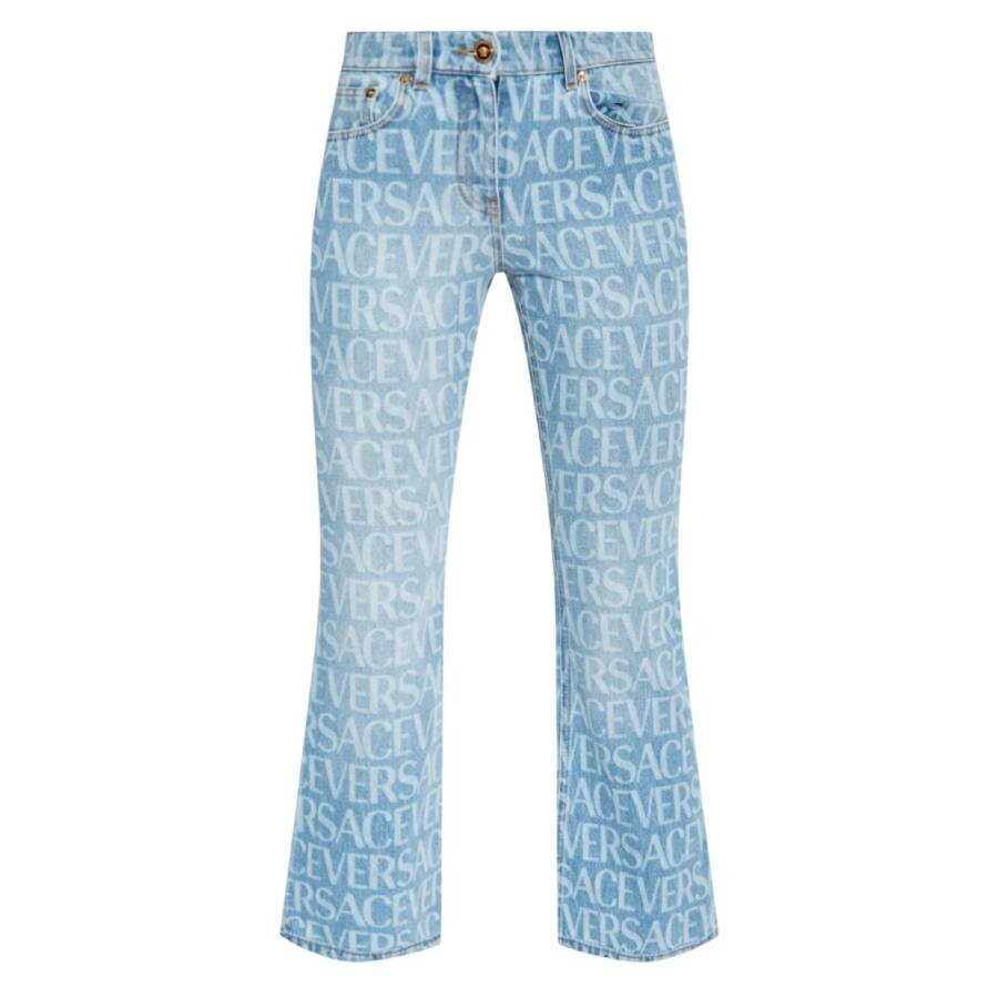 All Over Monogram Flare Denim Jeans, Waist Size 26