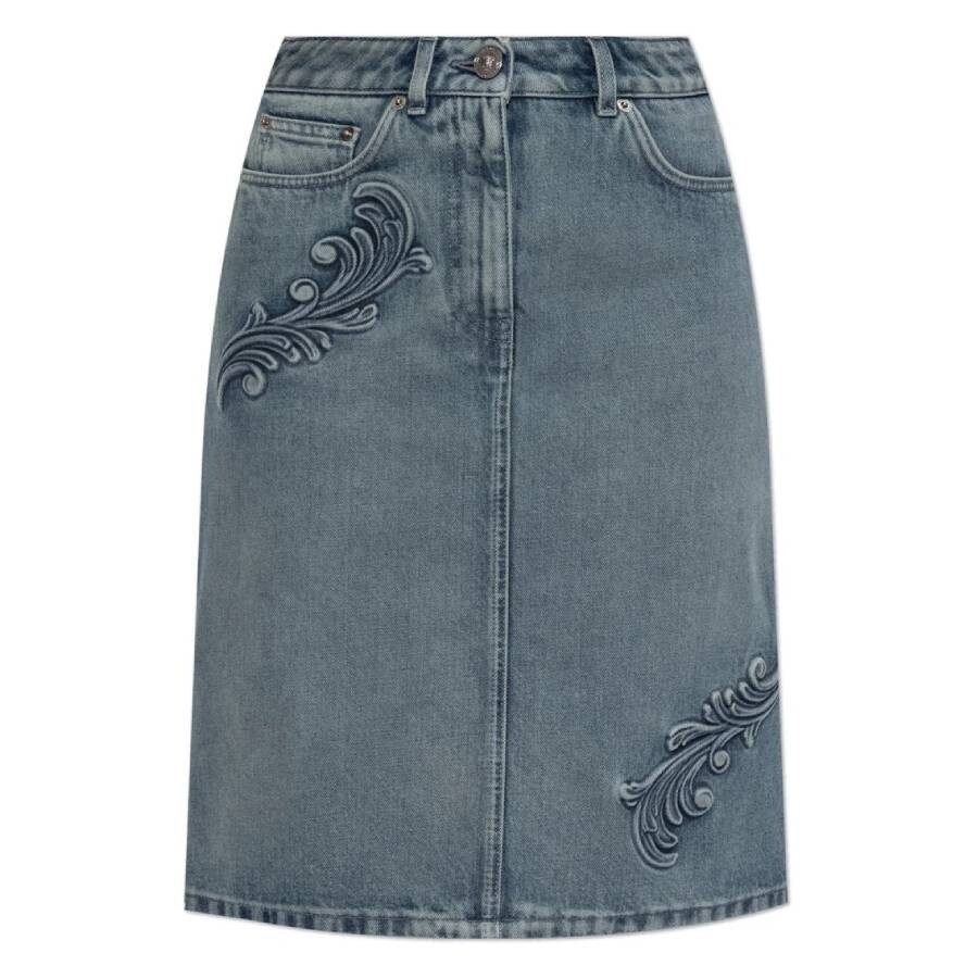 Barocco A-Line Midi Denim Skirt