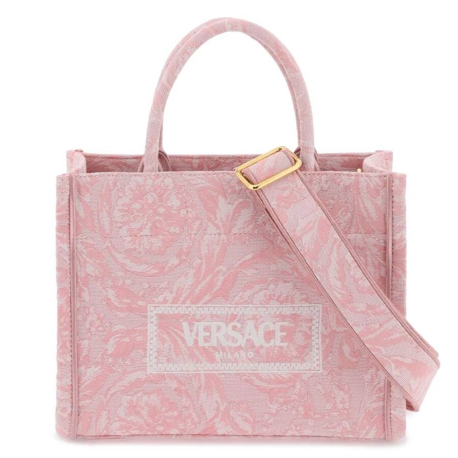Versace Barocco Athena Small Tote Bag Print In Pink
