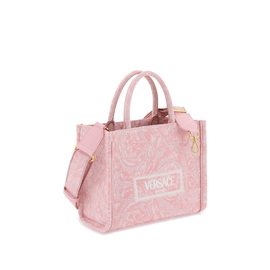 Versace Barocco Athena Small Tote Bag Print In Pink