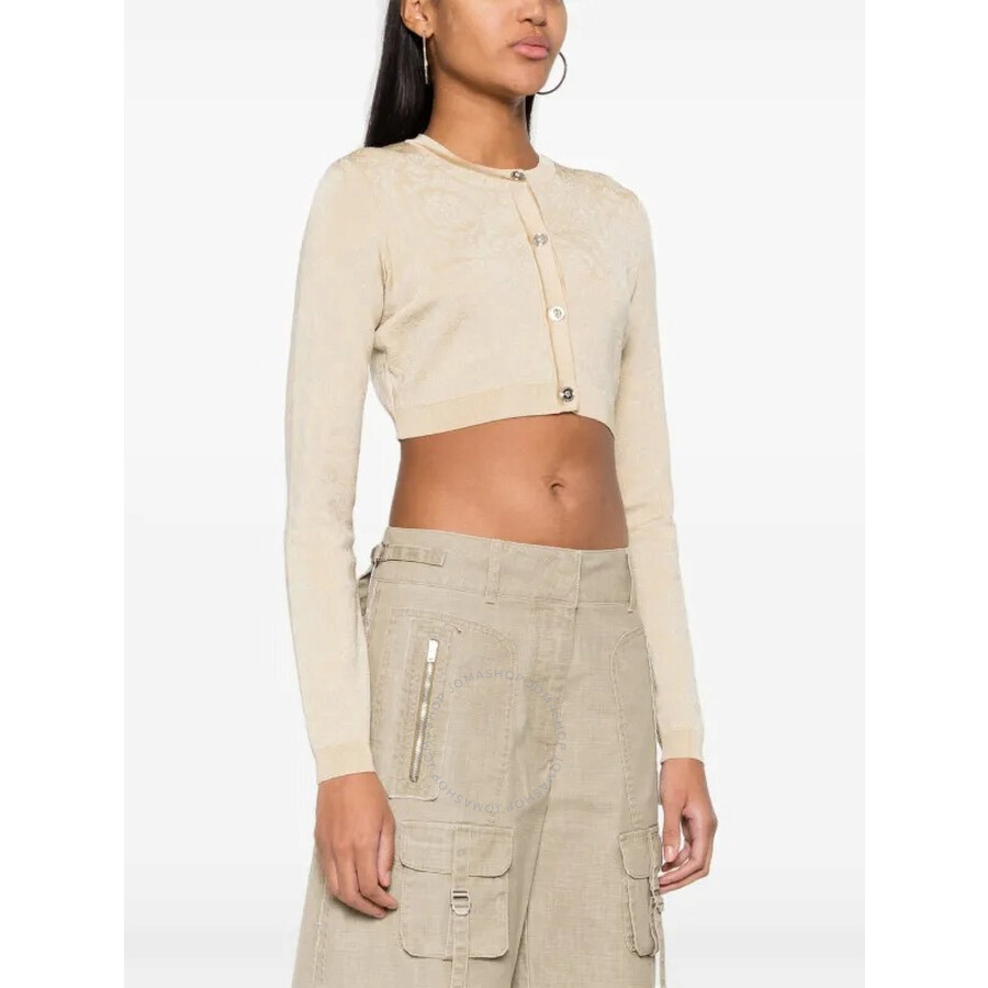 Versace Barocco Texture Cropped Cardigan
