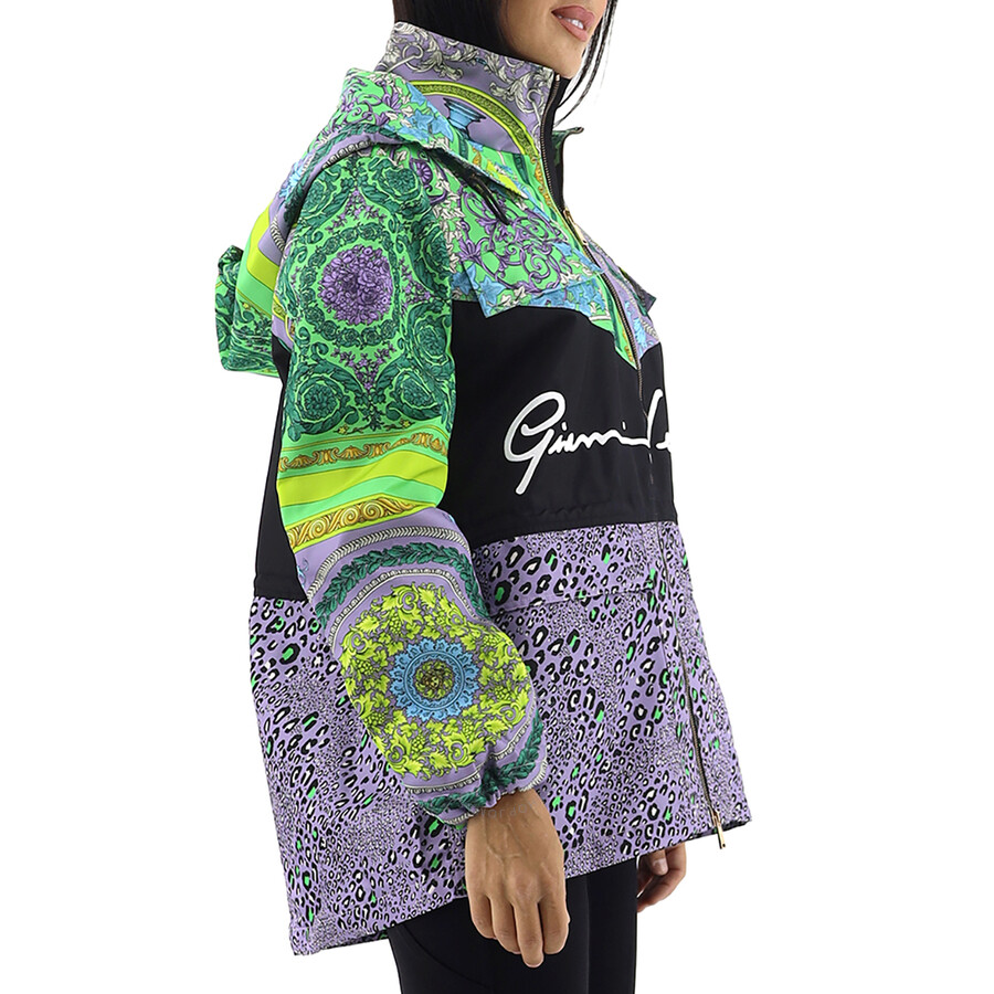 Versace Barocco Patchwork Print Hooded Jacket In Mulitcolor