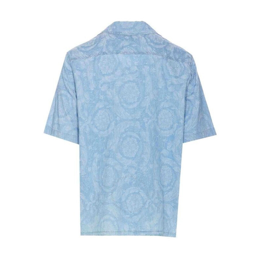 Versace Patterned Barocco Print Shirt Pockets In Blue
