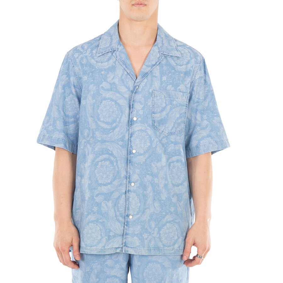 Barocco Print Chambray Denim Shirt