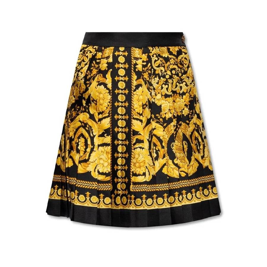 Barocco Print High-Waisted Silk Skirt, Brand Size 40 ( US Size 4 )