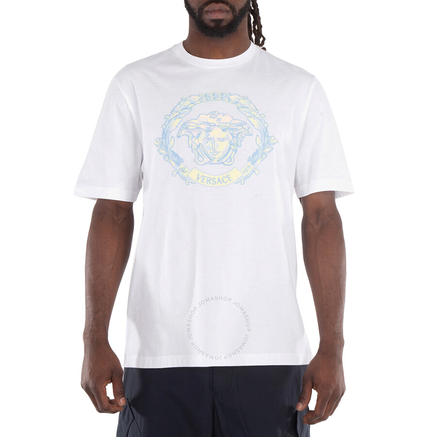 Versace Medusa Head-embroidered Cotton T-shirt In White