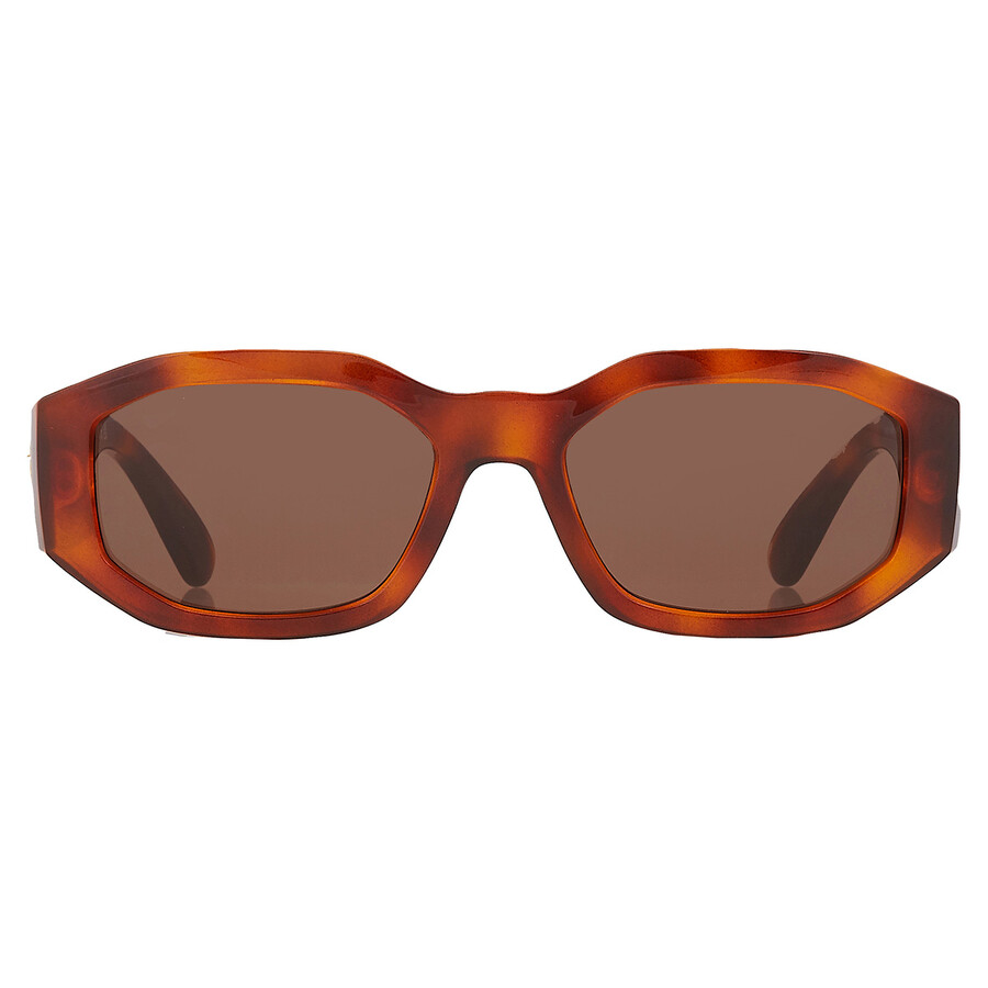 Shop Versace Brown Geometric Unisex Sunglasses Ve4361 521773 53 In Havana