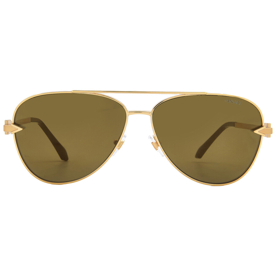 Versace Brown Gold Mirror Pilot Men's Sunglasses VE2283 10027I 61