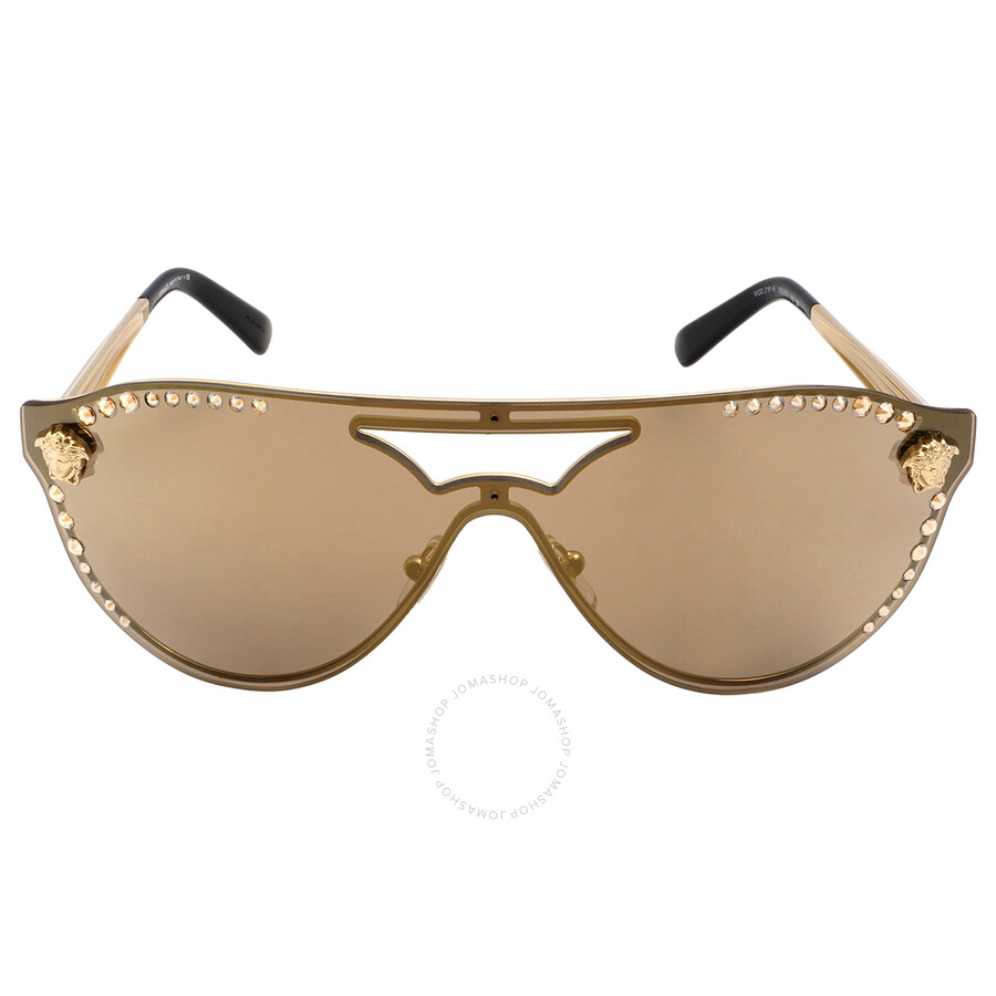Versace Brown/mirrored Gold Pilot Ladies Sunglasses Ve2161b 12525a 42