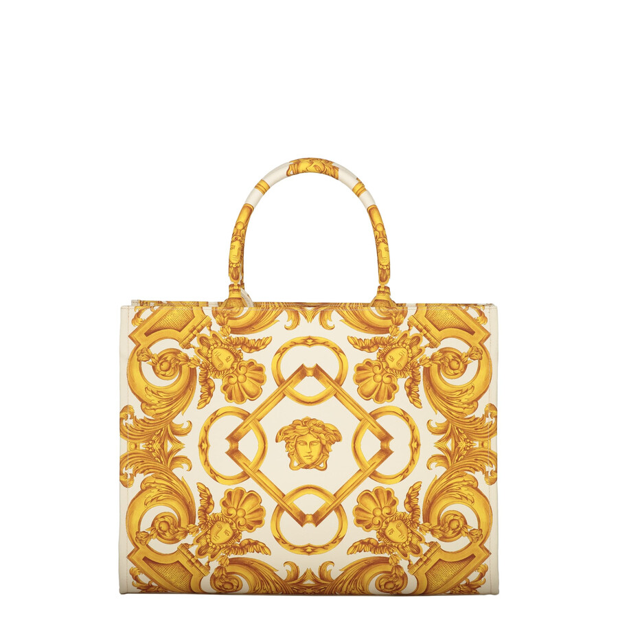 Versace Canvas Tote Bag In White