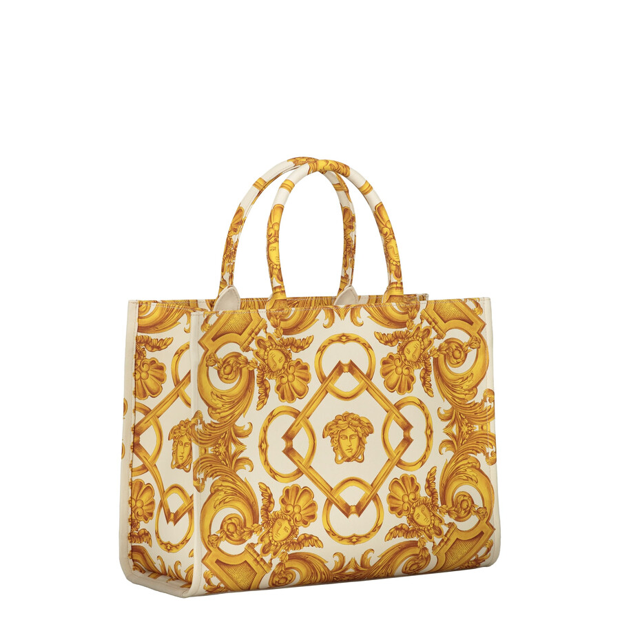 Versace Canvas Tote Bag In White