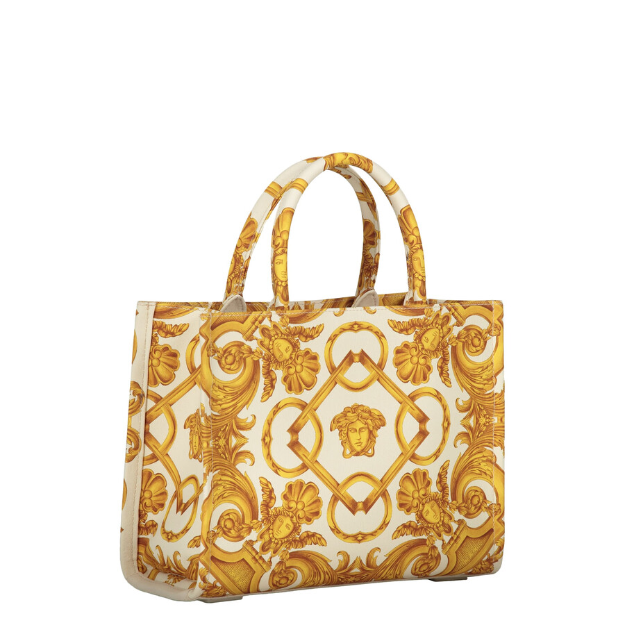 Versace Canvas Tote Bag In White