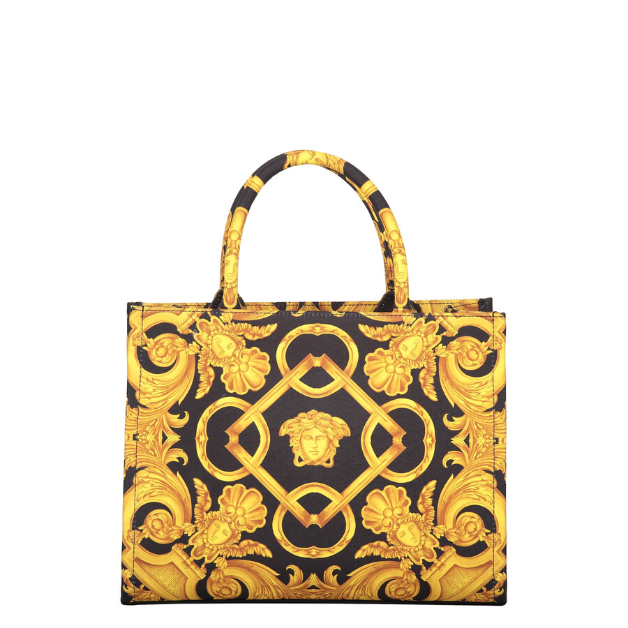 Versace Canvas Tote Bag In Black