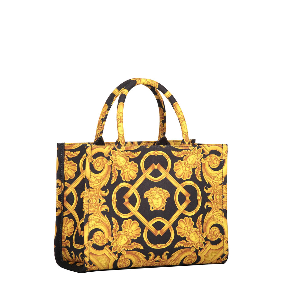 Versace Canvas Tote Bag In Black