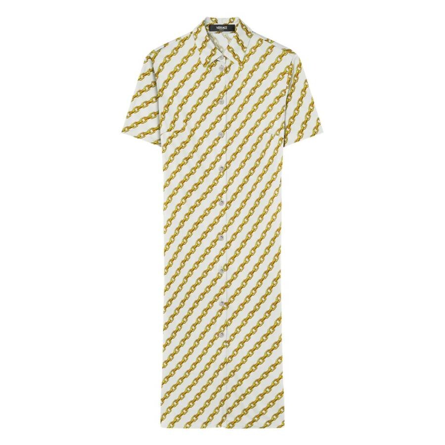 Chain Stripes Midi Shirt Dress