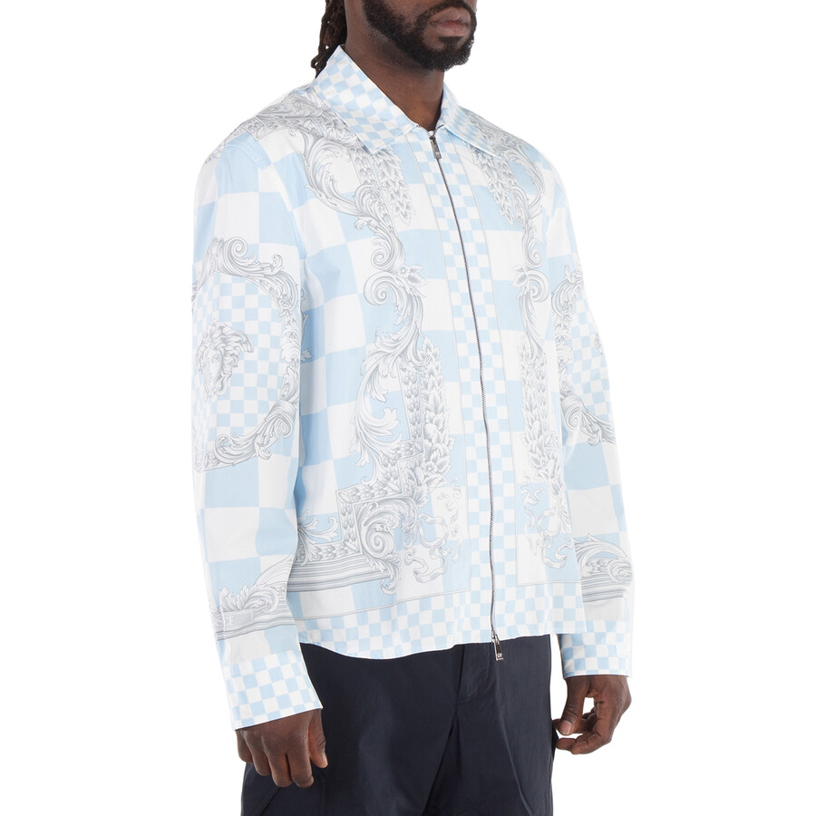 Versace Checkerboard Medusa Blouson Jacket In Blue