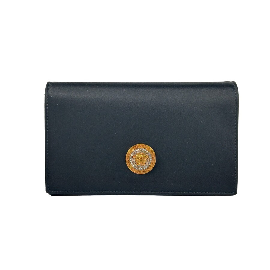 Versace Crossbody Chain Strap Wallet  Black