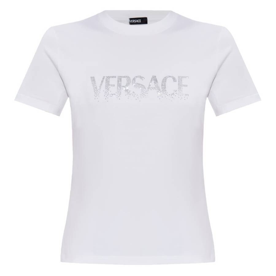 Crystal Logo Fitted Cotton T-Shirt