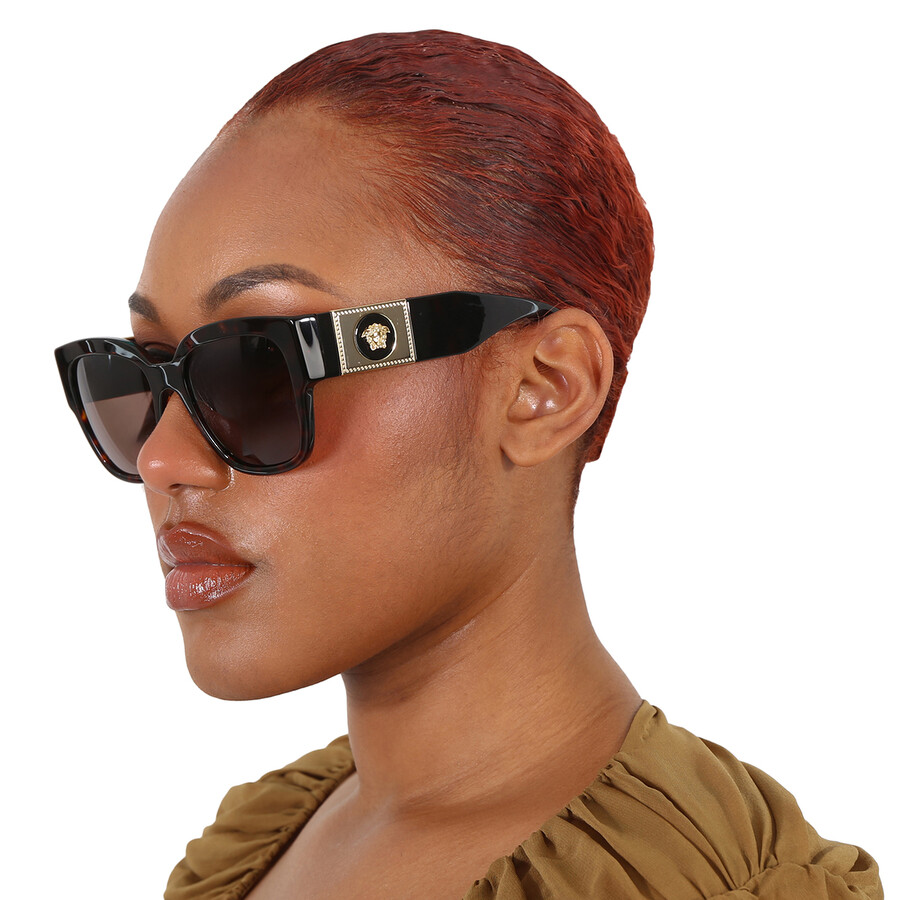 Versace Dark Brown Square Ladies Sunglasses Ve4437u 108/73 54 In Brown / Dark