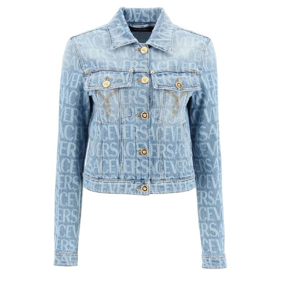 Denim Long-Sleeve Cropped Jacket, Brand Size 36 ( US Size 0 )