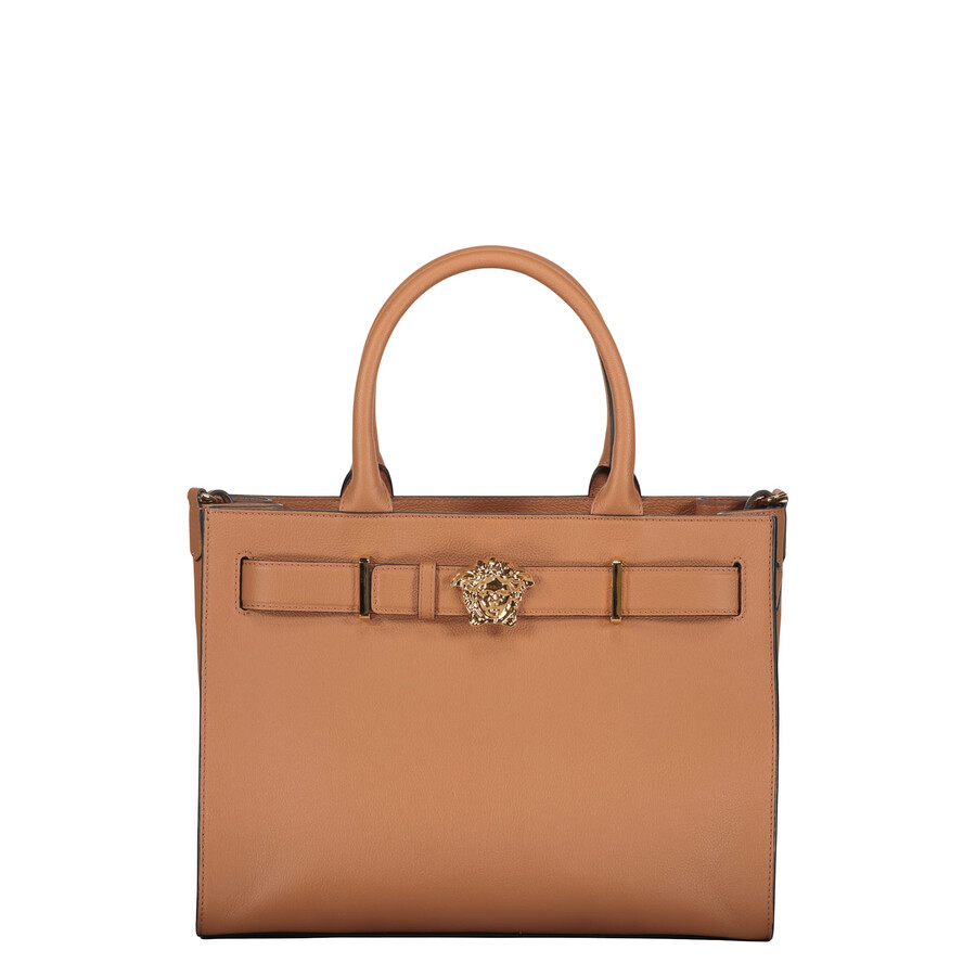 Versace Elegant And Sophisticated Brown Leather Handbag