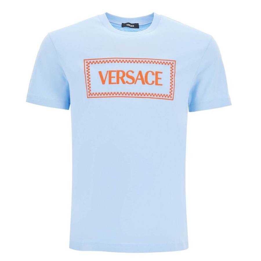 【Versace】TSHIRT COMPACT LABEL LOGO◆10116941A08584 Versace Embroidered Logo T-Shirt, Size Medium 1011694
